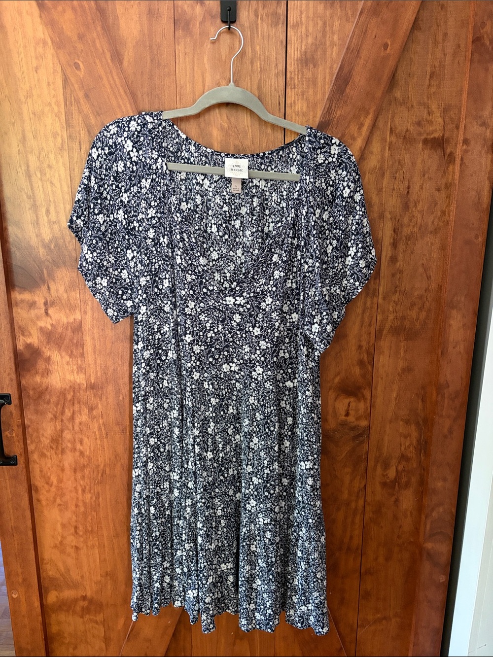 Knox Rose Navy and White Floral Print Dress